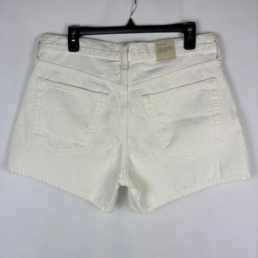 30 Agolde High Rise Short Parker Long Organic Cotton White Button Closure Denim - Picture 8 of 16